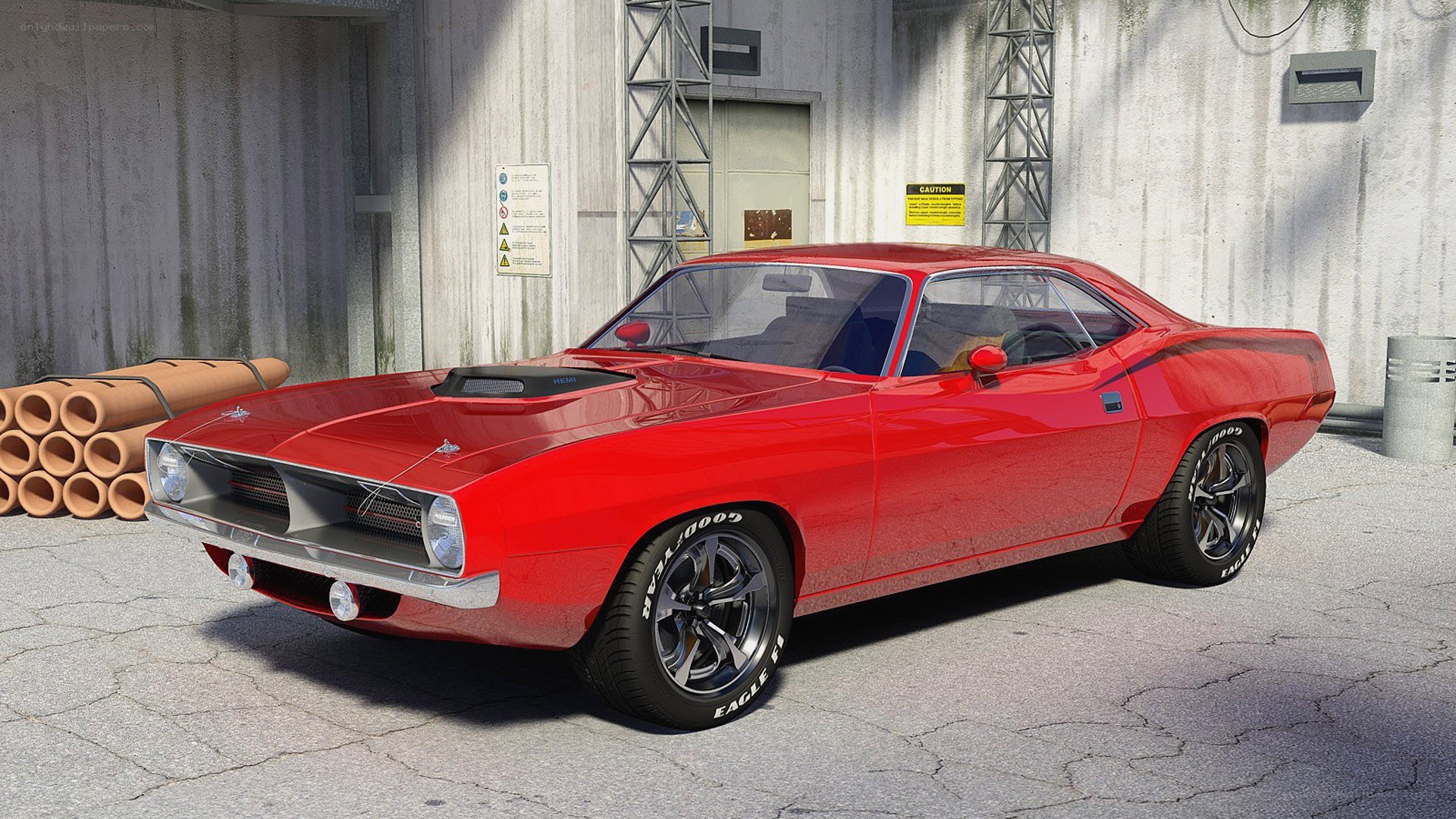 Red classic muscle car