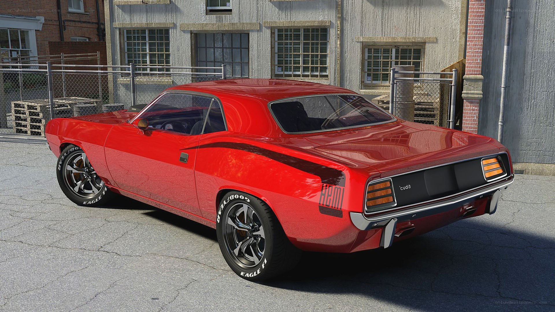 Red classic muscle car