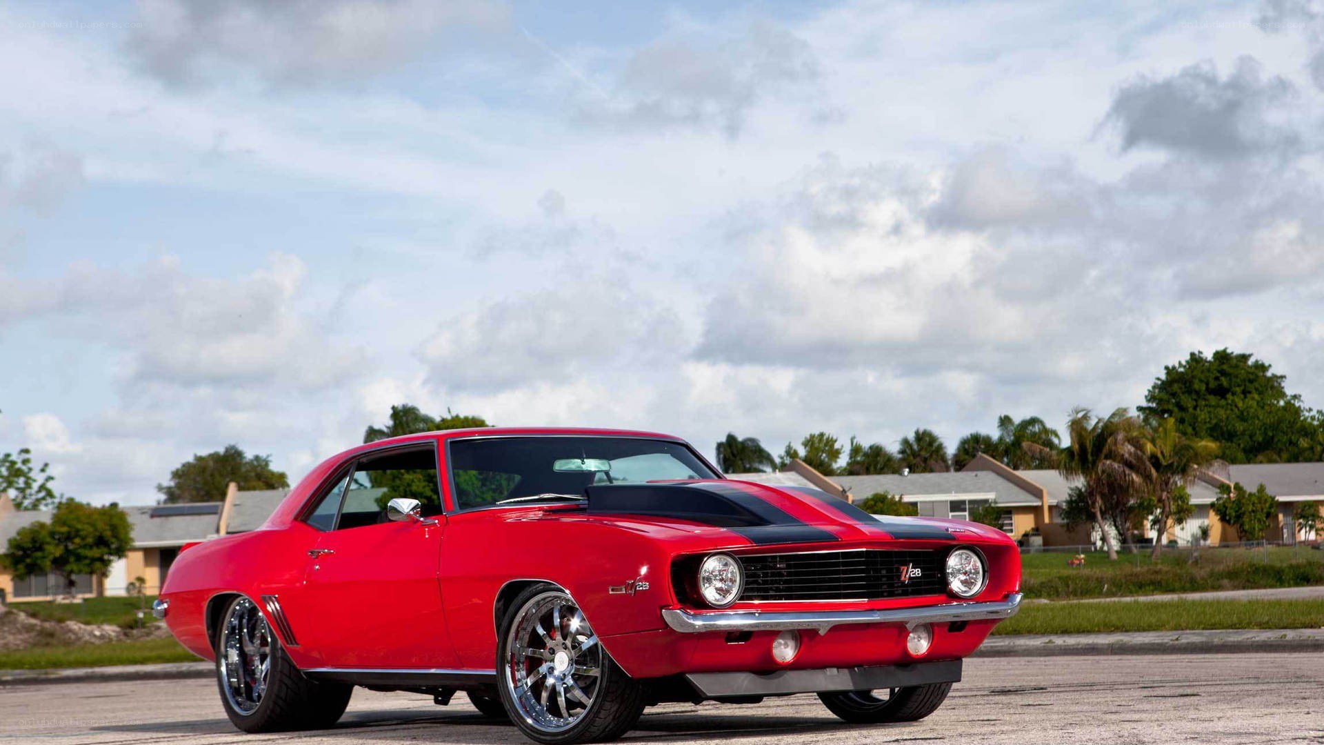Red classic muscle car