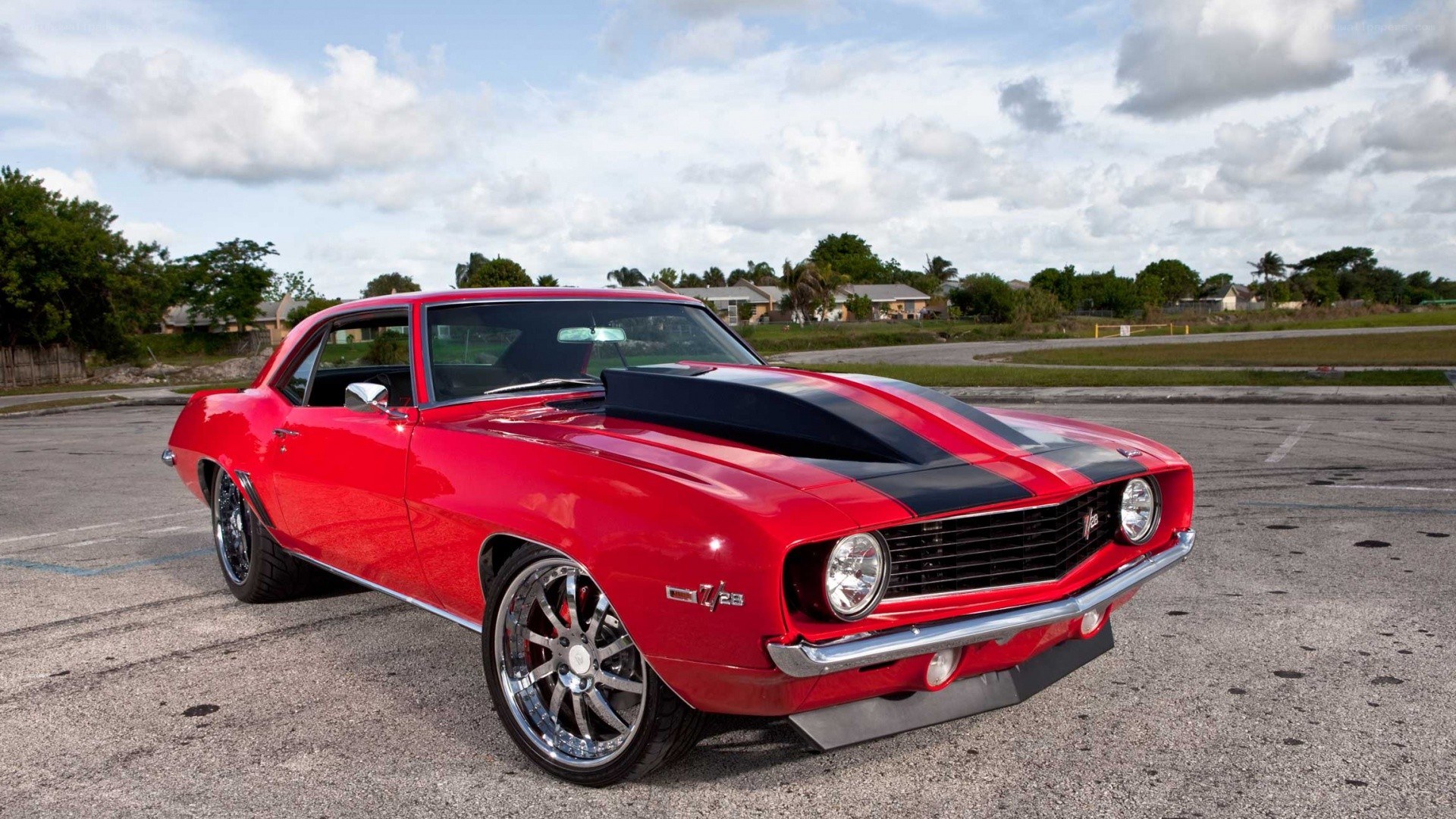 Red classic muscle car