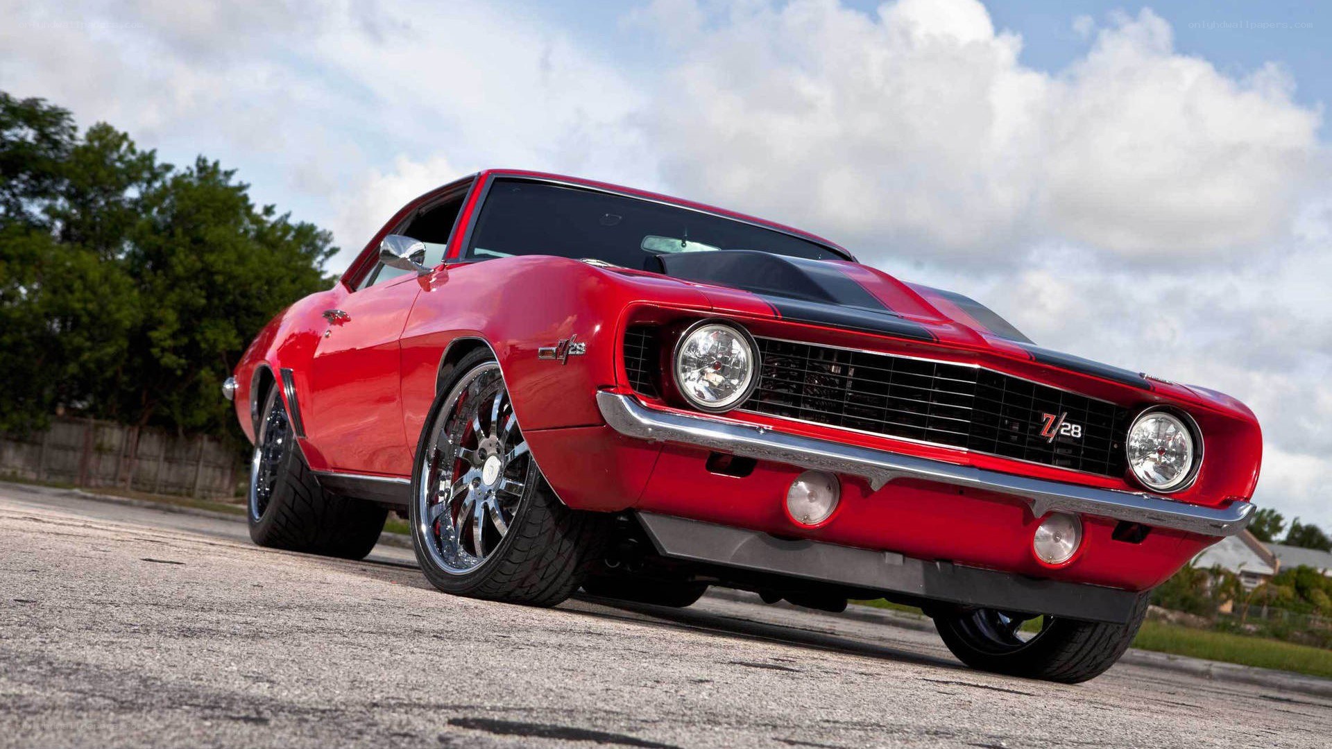 Red classic muscle car