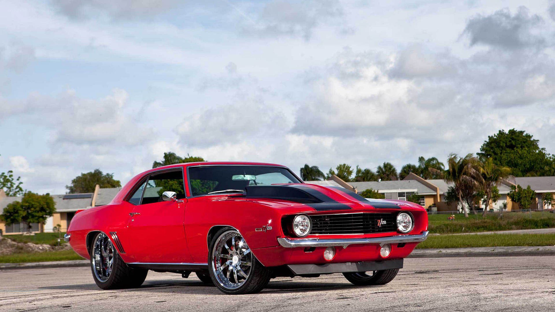 Red classic muscle car