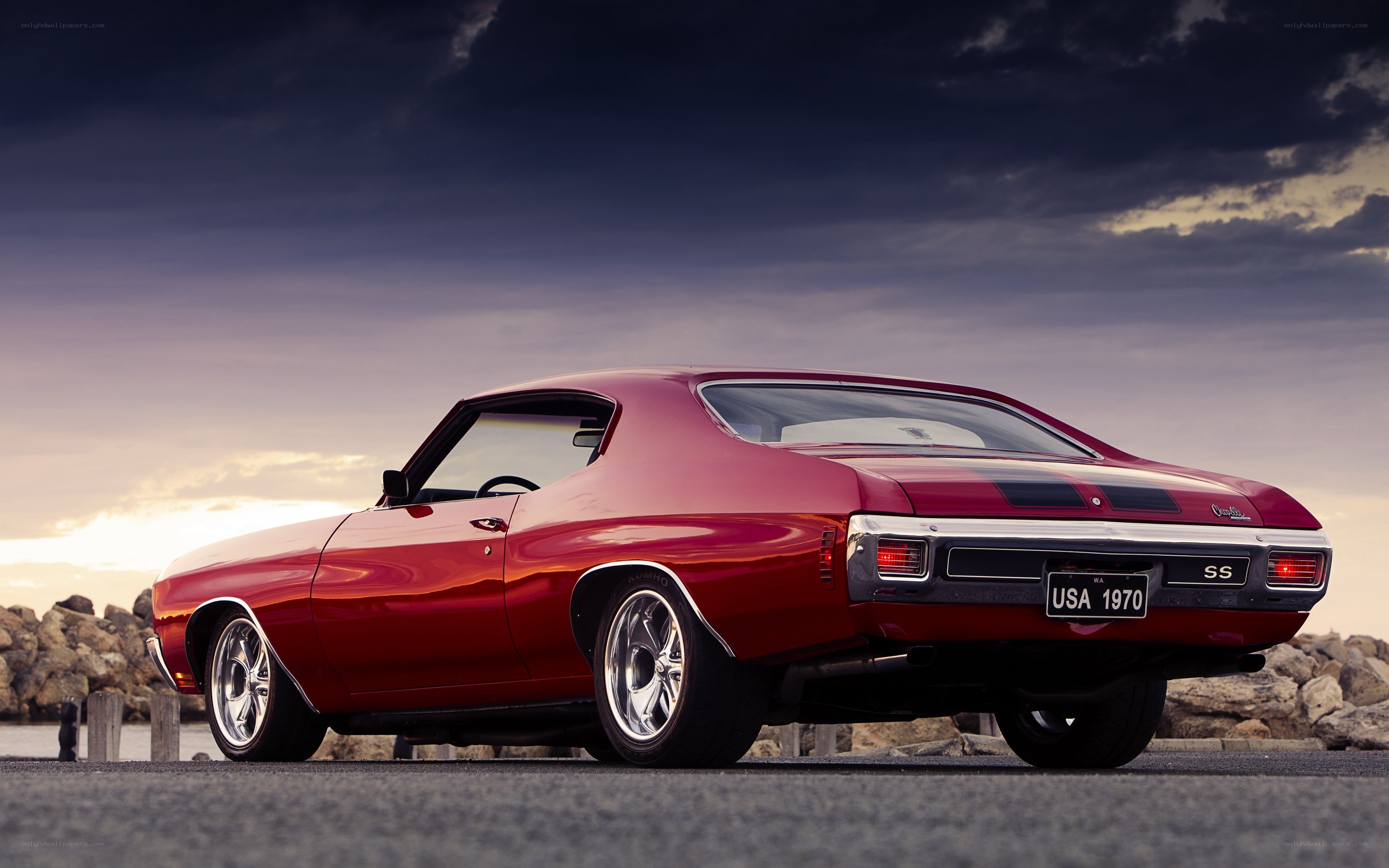 Red classic muscle car