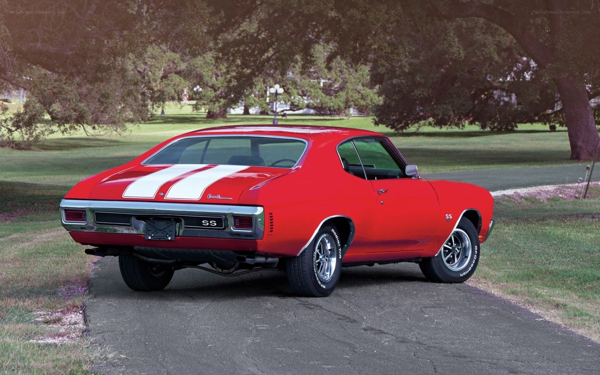 Red classic muscle car