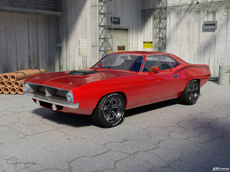 Red classic muscle car