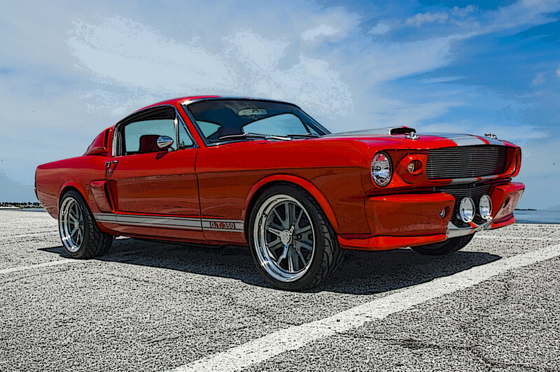 Red classic muscle car