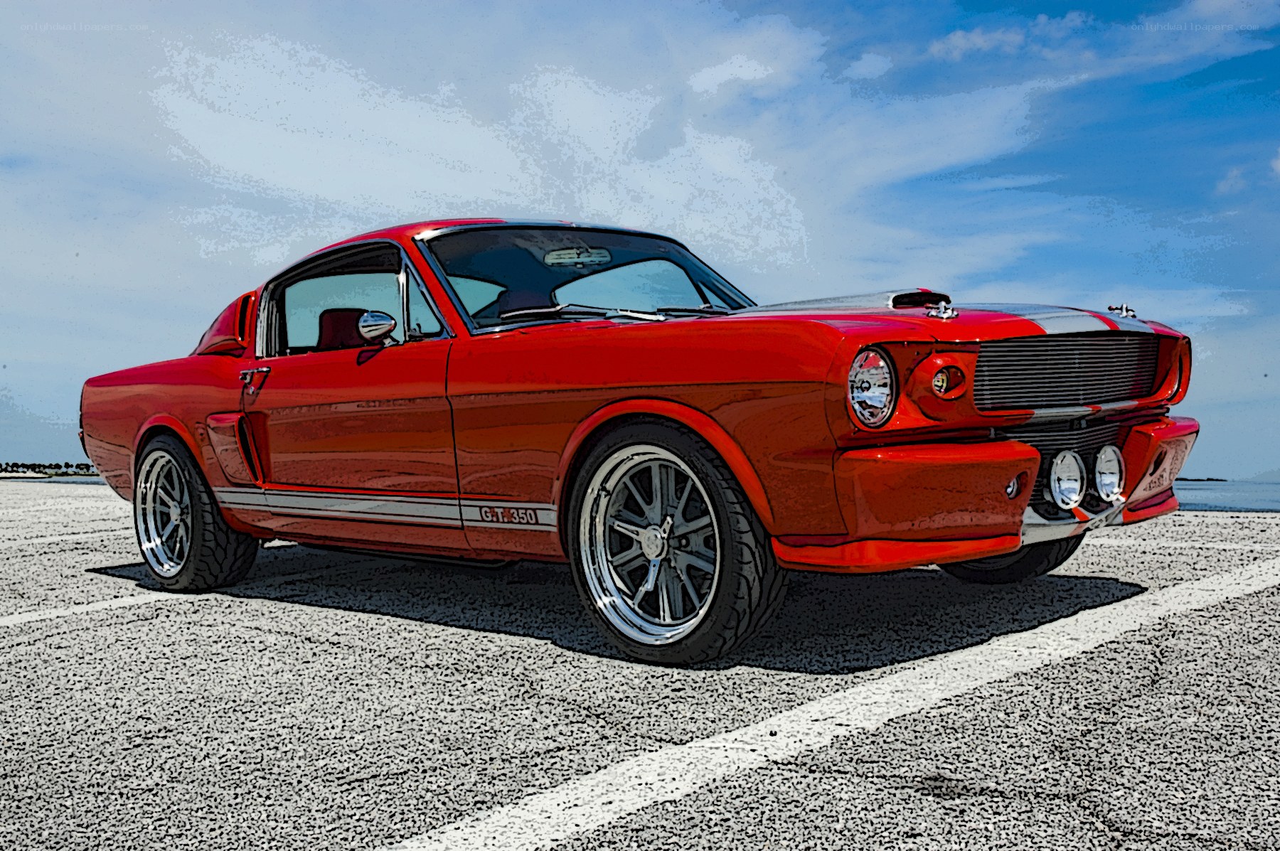 Red classic muscle car