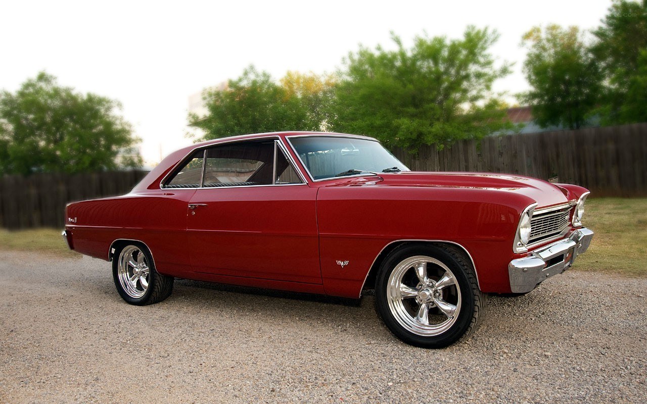 Red classic muscle car
