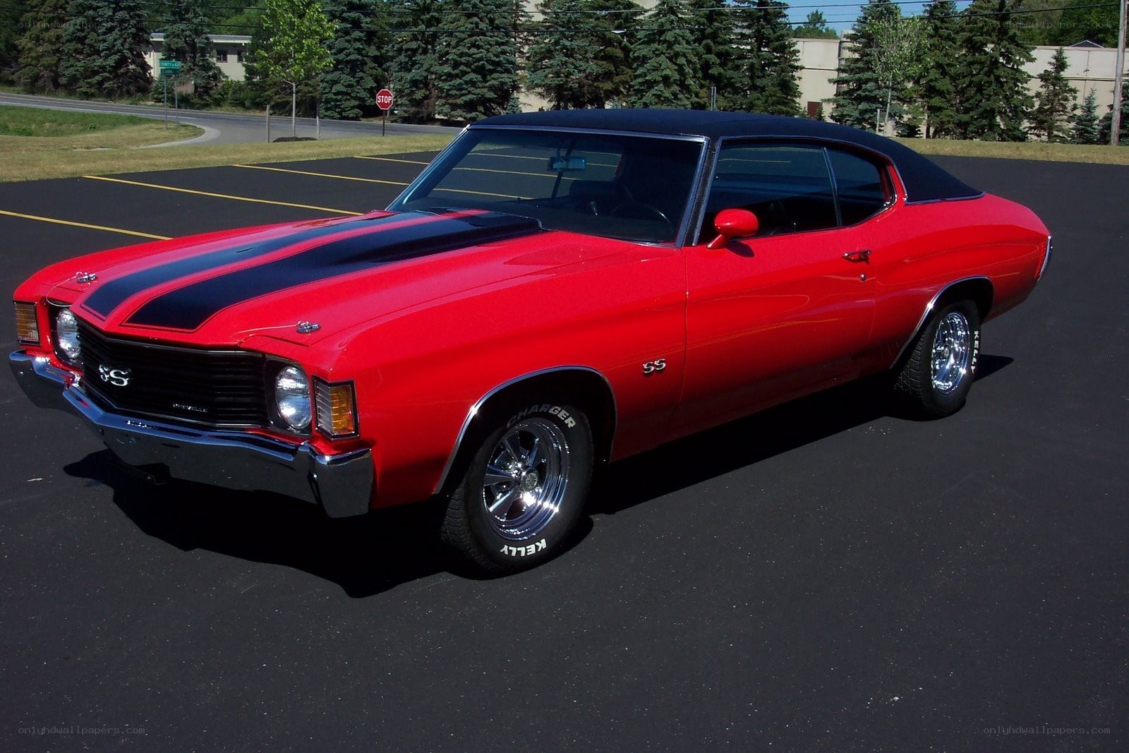 Red classic muscle car