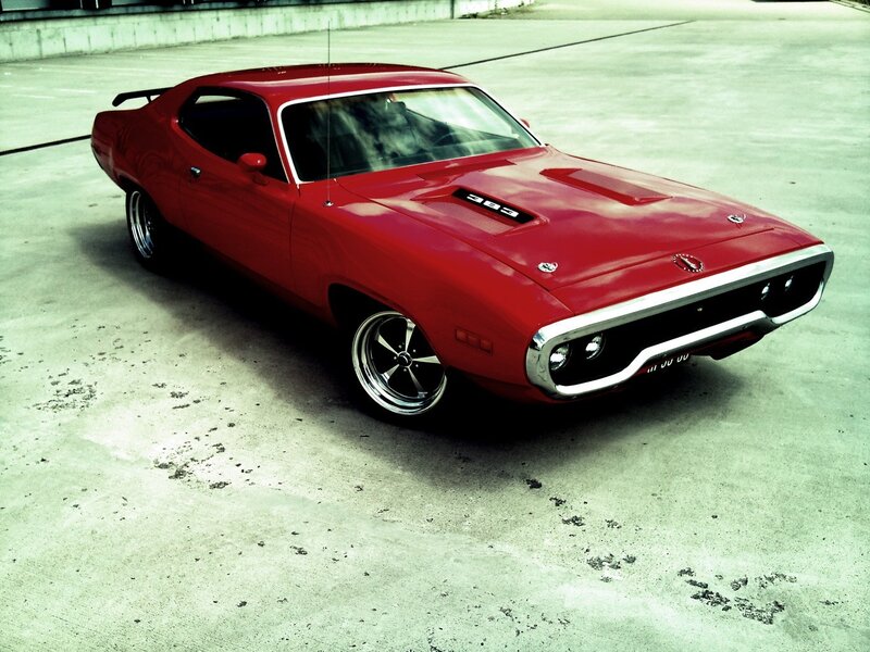 Red classic muscle car