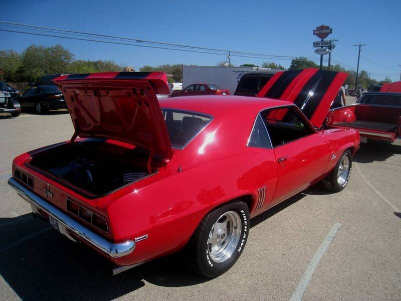 Red Classic Muscle Car — Bright, Afternoon, Photograph, Car Show