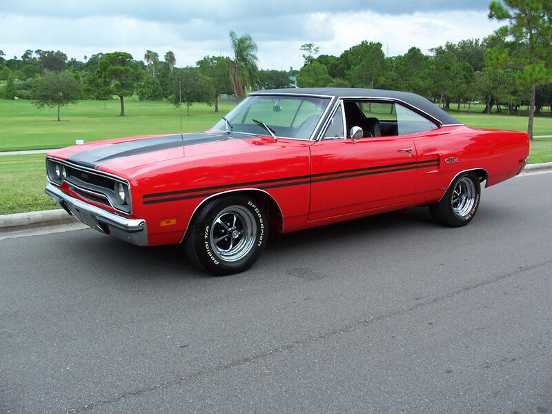 Red Classic Muscle Car — Calm, Afternoon, Photograph, Road