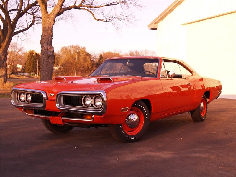 Red Classic Muscle Car — Calm, Sunset