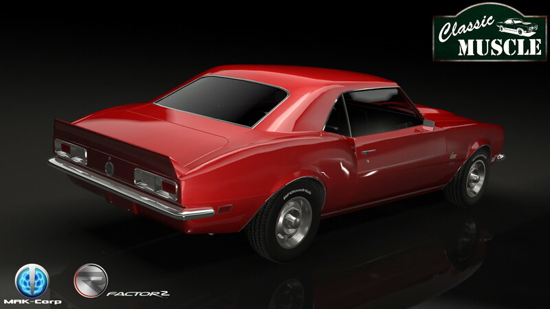 Red Classic Muscle Car — Dramatic, 3d Render