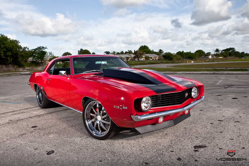 Red Classic Muscle Car — Dramatic, Afternoon, Photograph, Parking Lot