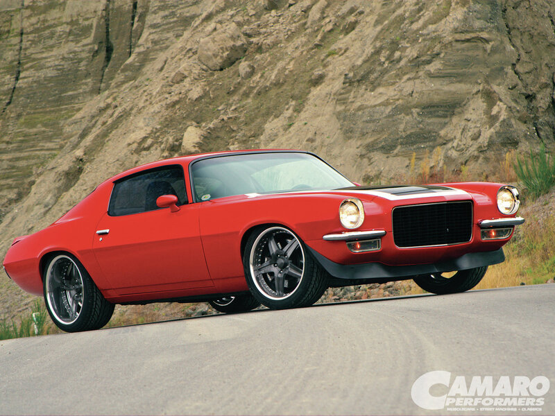 Red Classic Muscle Car — Dramatic, Afternoon, Photograph, Road