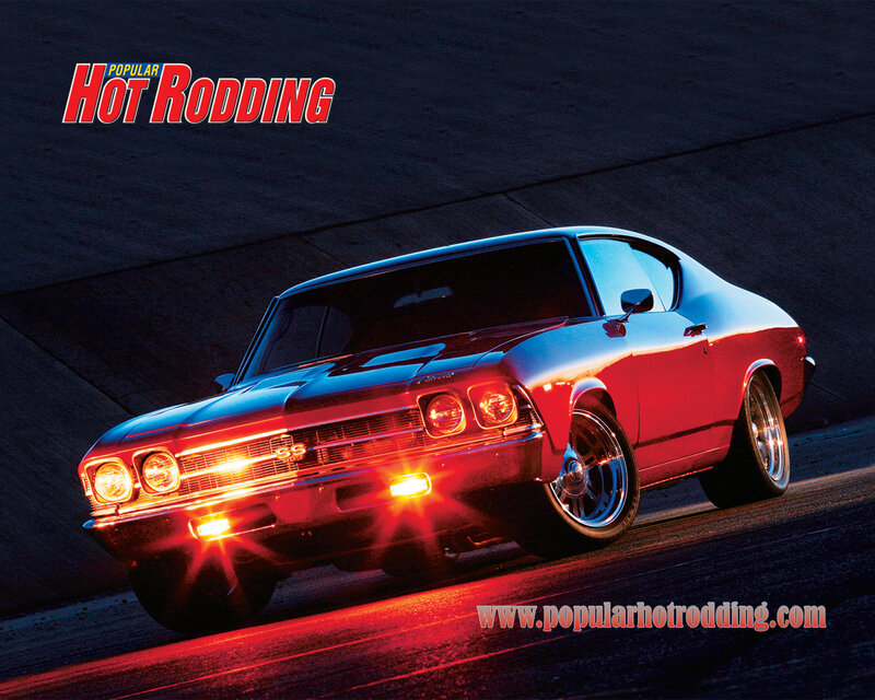 Red Classic Muscle Car — Dramatic, Night