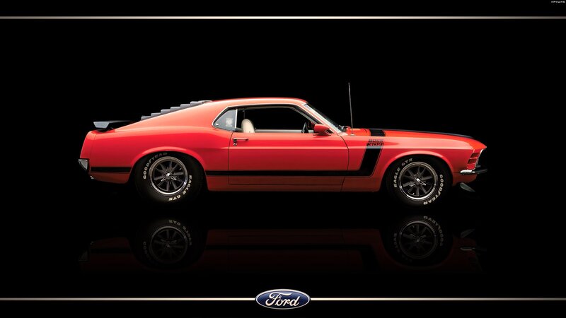 Red Classic Muscle Car — Dramatic, Photograph, Black Background, Reflection, Antenna