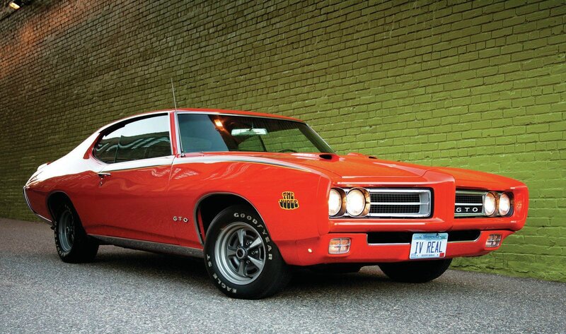 Red Classic Muscle Car — Dramatic, Photograph, Brick Wall