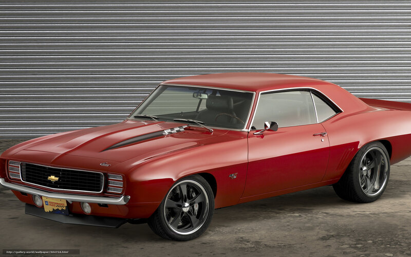 Red Classic Muscle Car — Dramatic, Photograph, Garage Door
