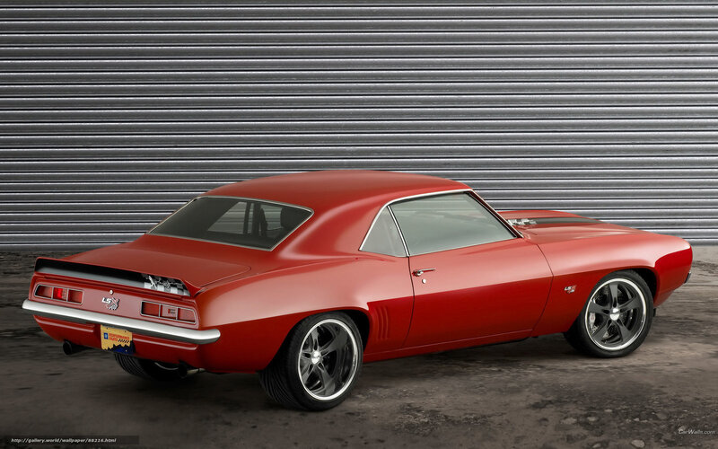 Red Classic Muscle Car — Dramatic, Photograph, Garage Door, Wheels