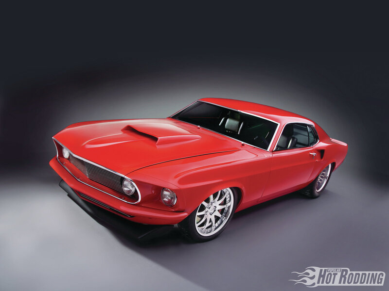 Red Classic Muscle Car — Dramatic, Photograph, Hood Scoop