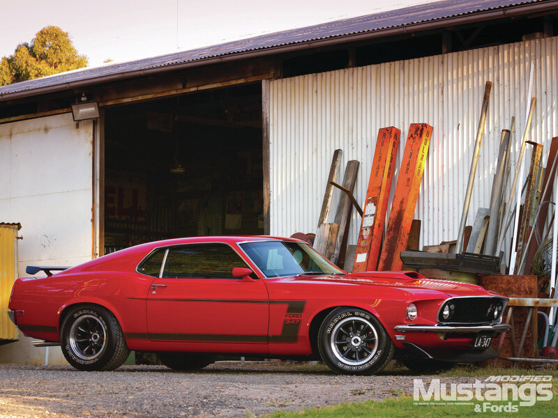 Red Classic Muscle Car — Dramatic, Sunset, Photograph, Garage