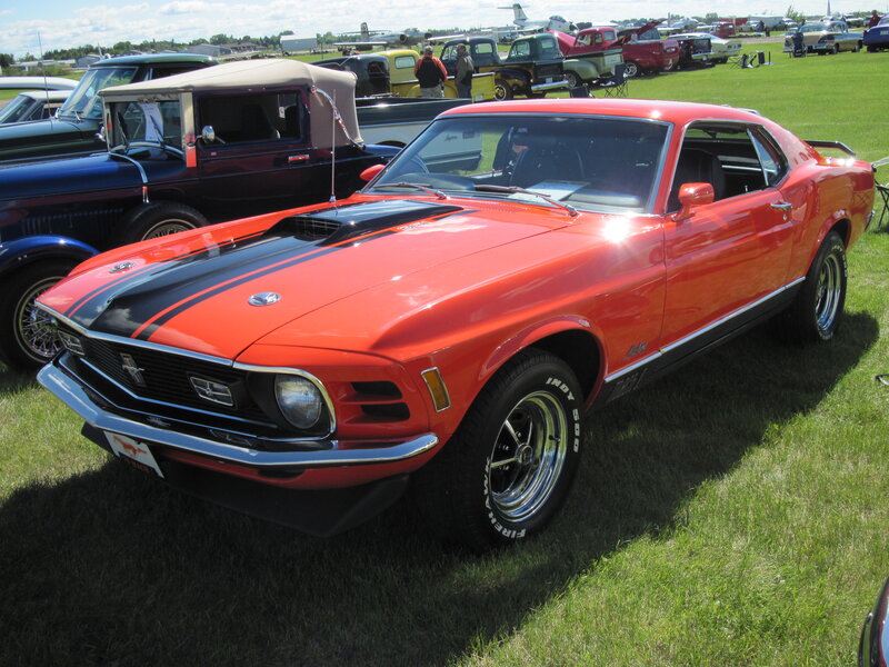 Red Classic Muscle Car — Outdoor, Afternoon, Photograph, Car Show, Grass Field, Other Vintage Cars