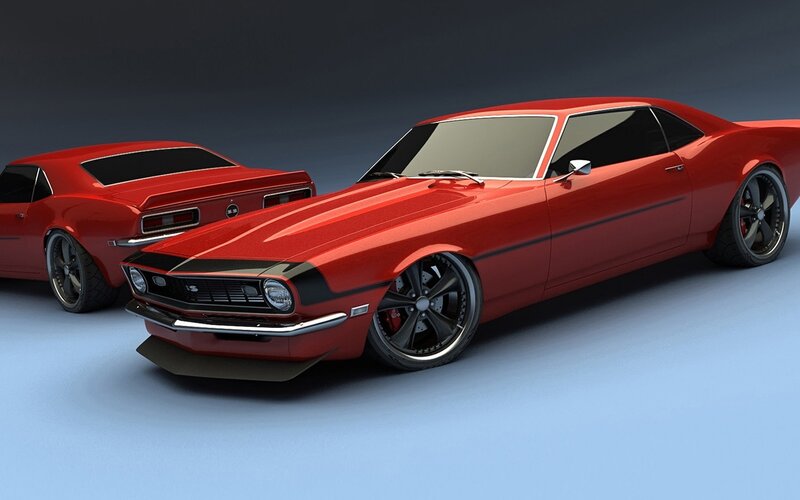 Red classic muscle cars