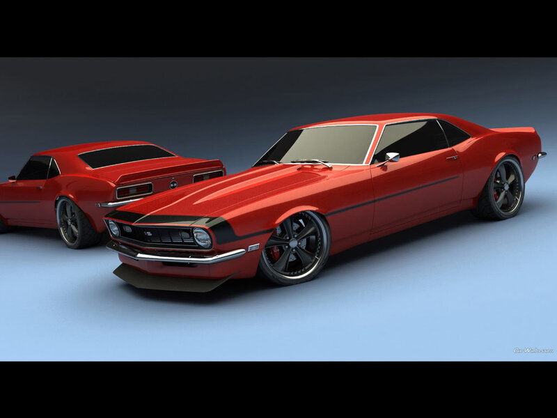 Red classic muscle cars