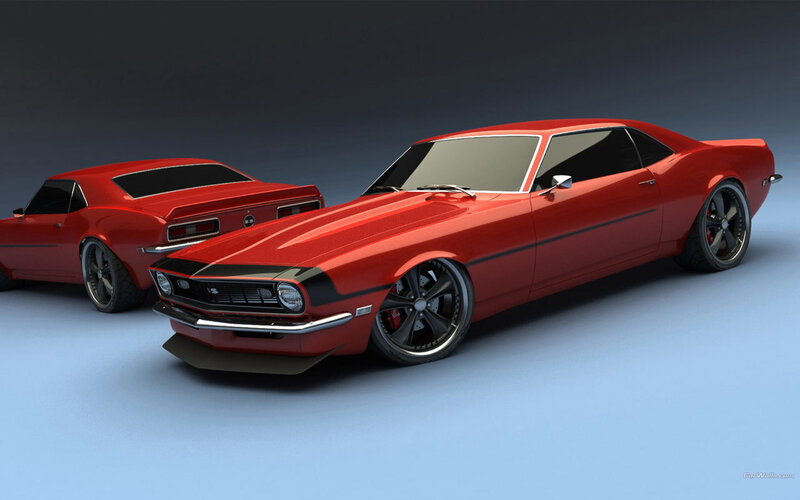 Red classic muscle cars