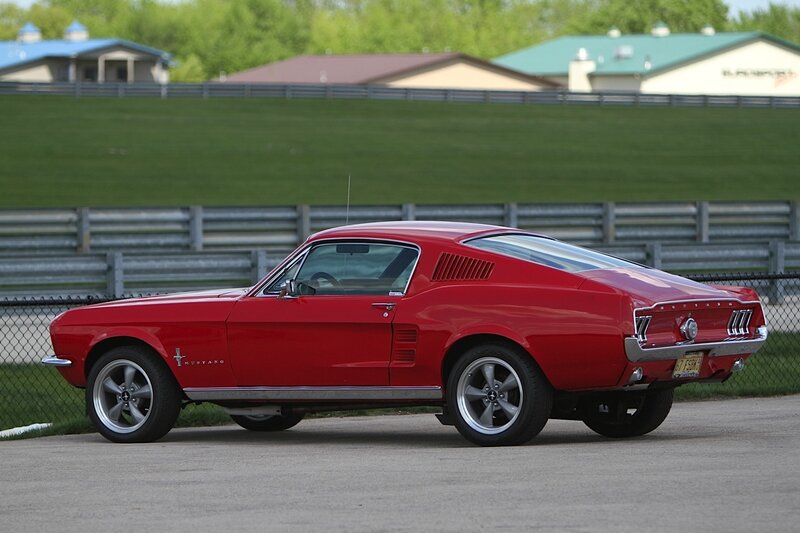 Red Classic Mustang — Calm, Afternoon, Photograph, Race Track