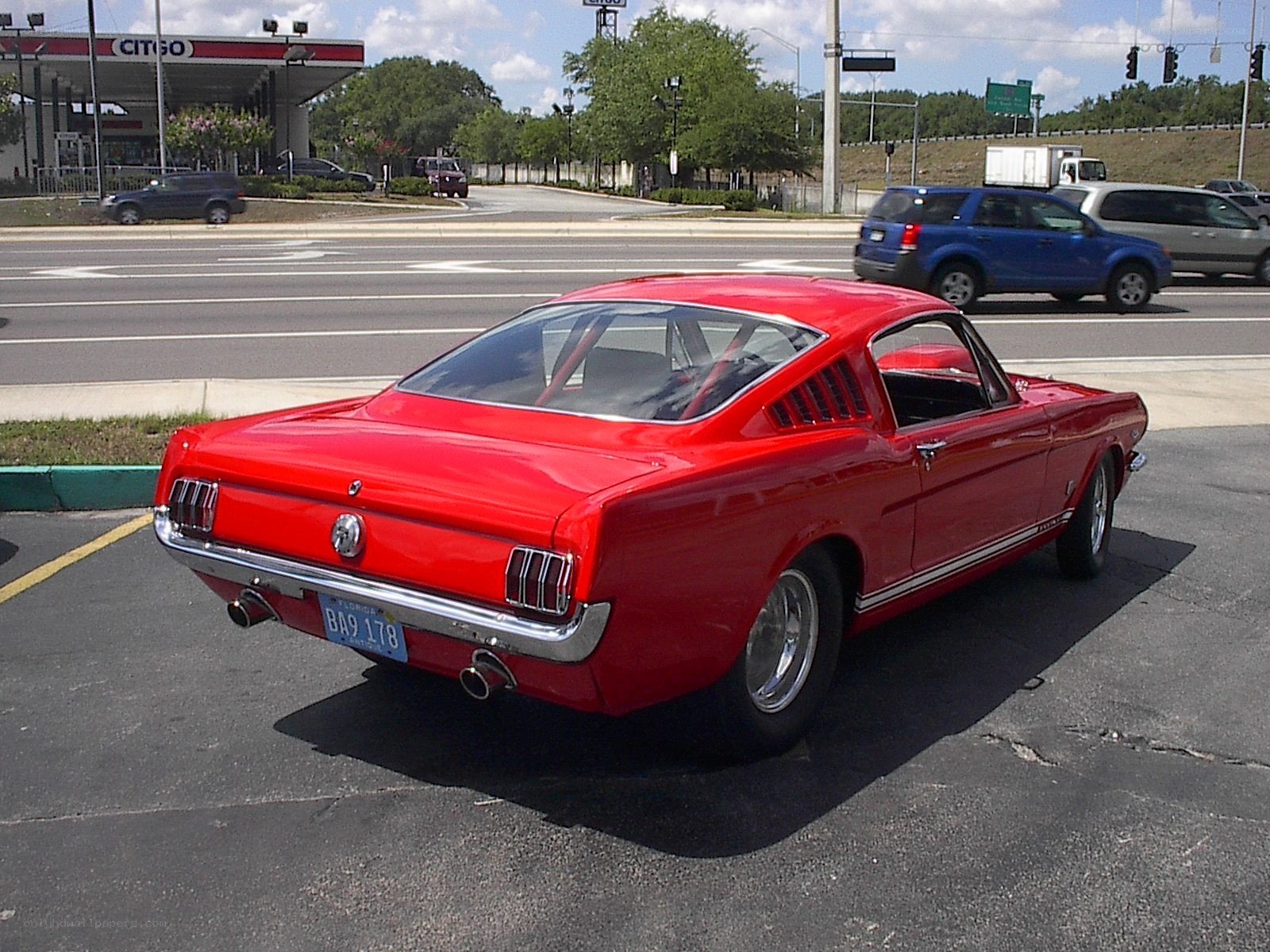 Red classic Mustang car