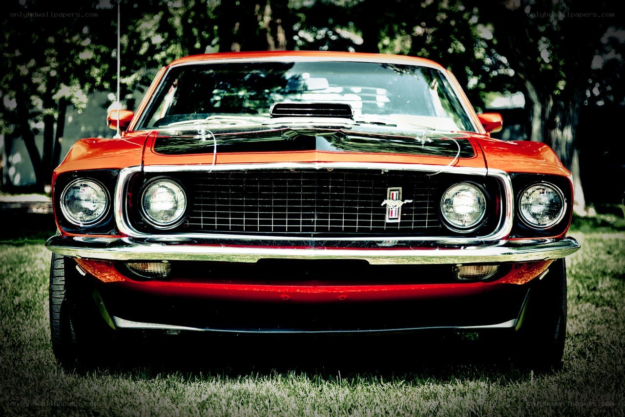 Red classic Mustang car