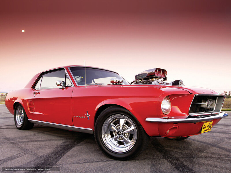 Red classic Mustang car