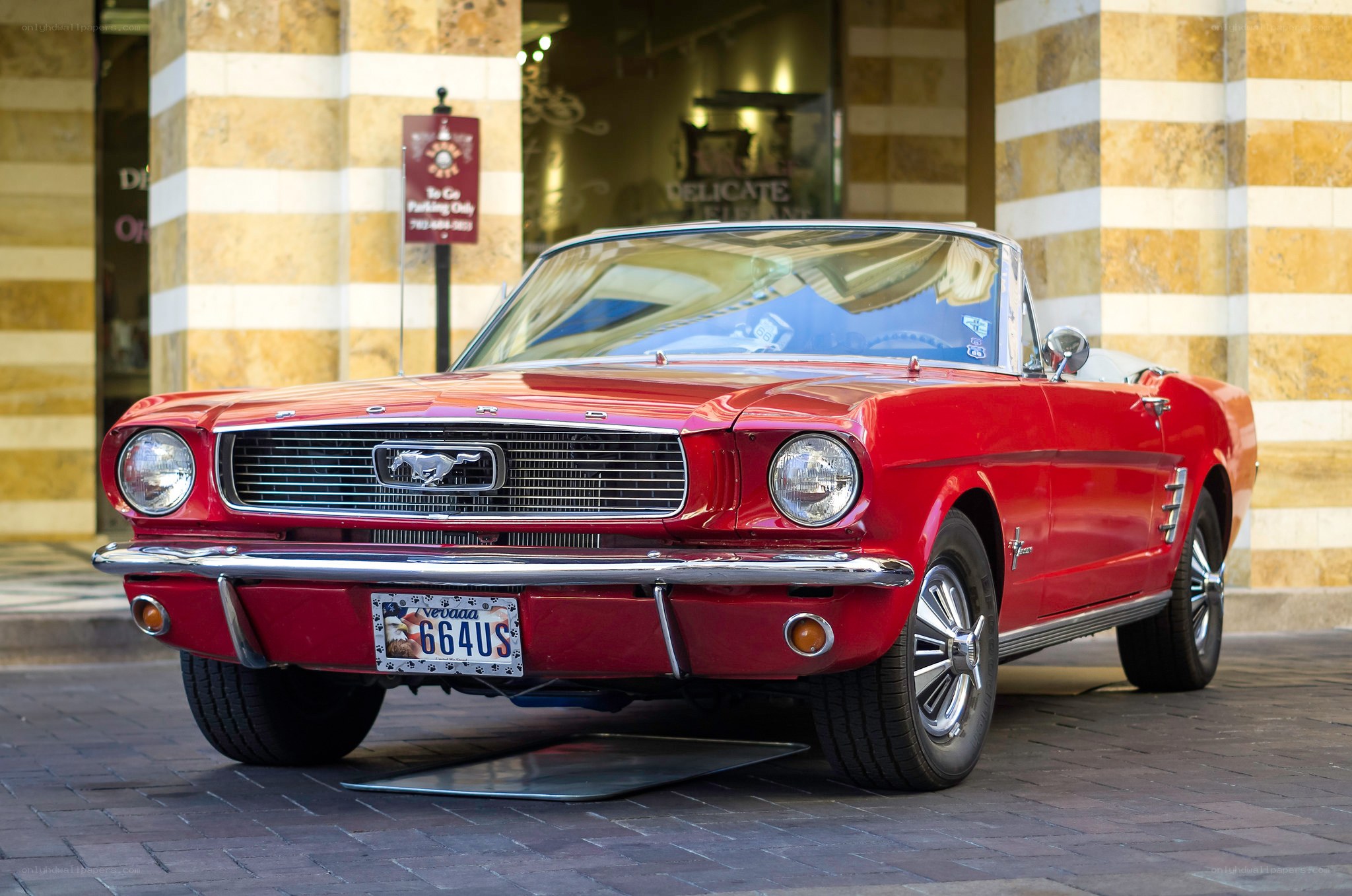 Red classic Mustang convertible