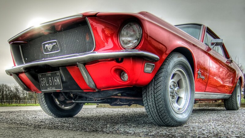 Red Classic Mustang — Dramatic, Photograph, Car
