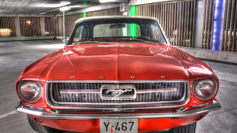 Red Classic Mustang — Dramatic, Photograph
