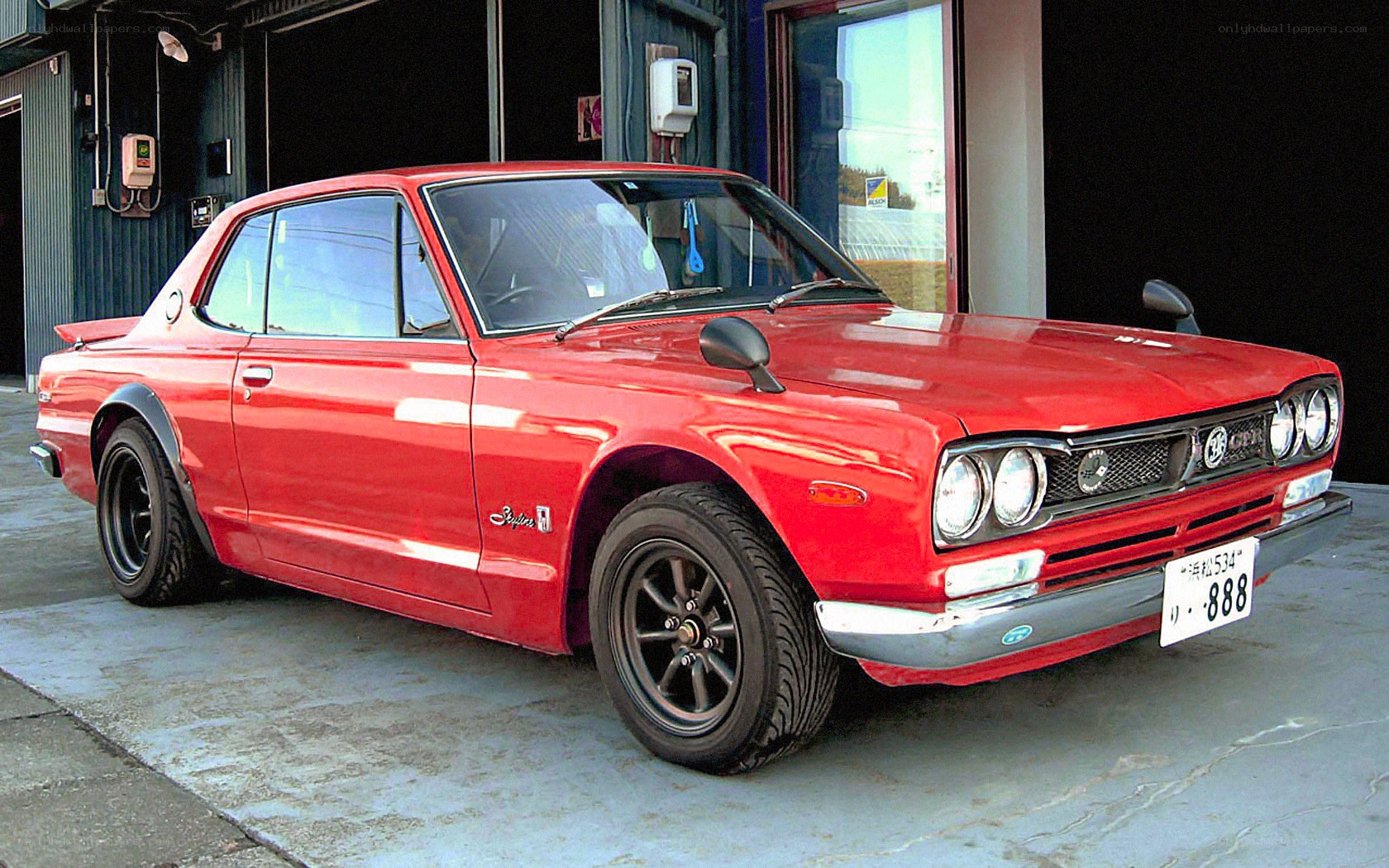 Red classic Nissan Skyline