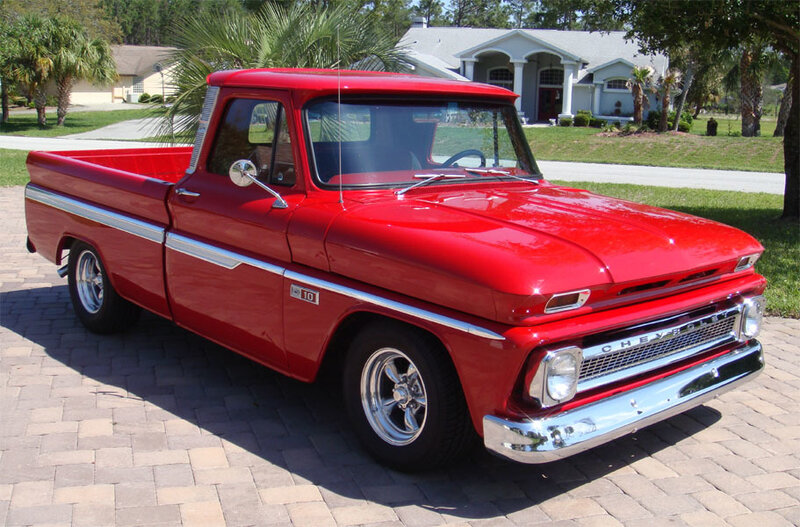 Red Classic Pickup Truck — Calm, Afternoon