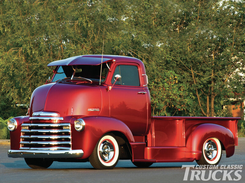 Red Classic Pickup Truck — Calm, Sunset