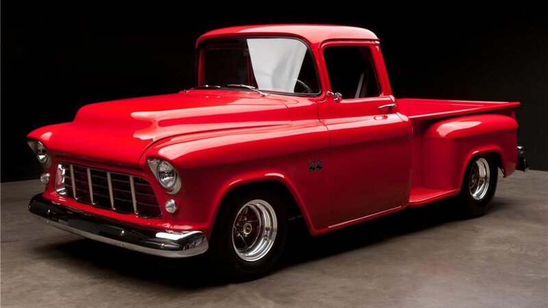 Red Classic Pickup Truck — Dramatic, Photograph, Grille