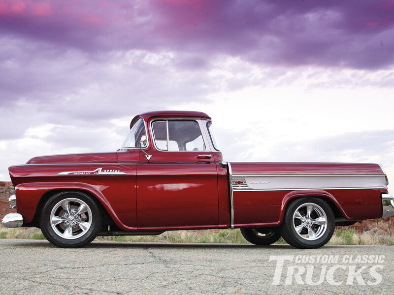 Red Classic Pickup Truck — Dramatic, Sunset, Photograph
