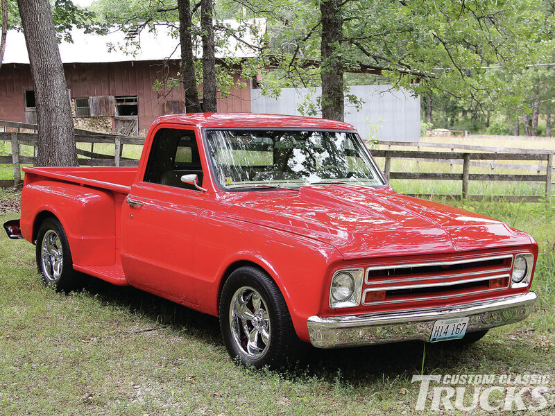 Red Classic Pickup Truck — Serene, Afternoon, Photograph