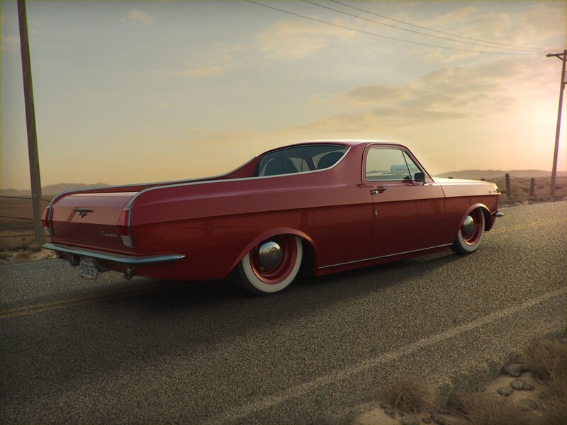 Red Classic Pickup Truck — Serene, Sunset