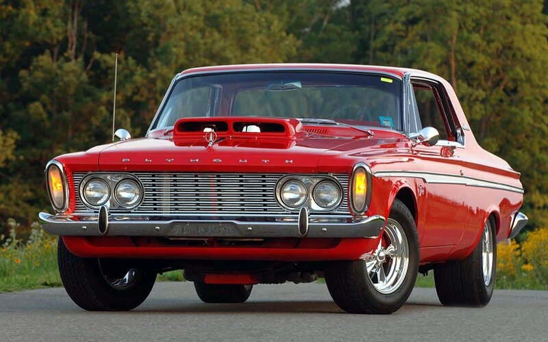 Red classic Plymouth car