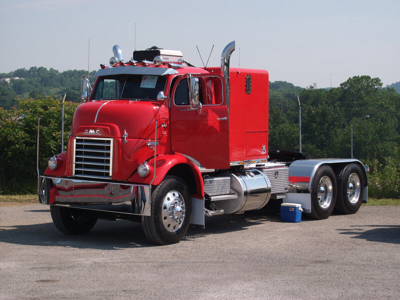 Red classic semi-truck