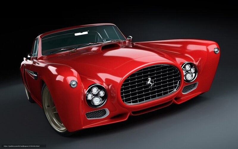 Red Classic Sports Car — Dramatic, 3d Render, Grille, Headlights