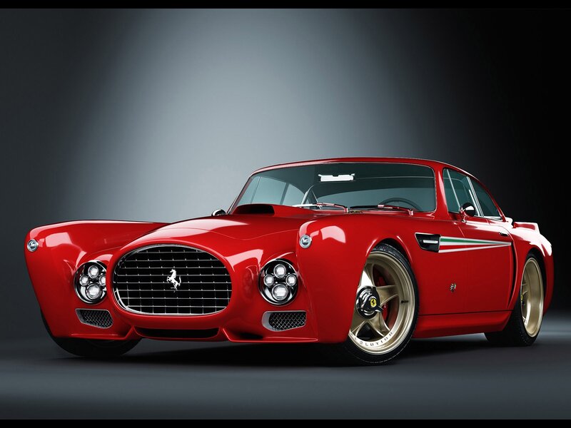 Red Classic Sports Car — Dramatic, 3d Render, Grille, Wheels