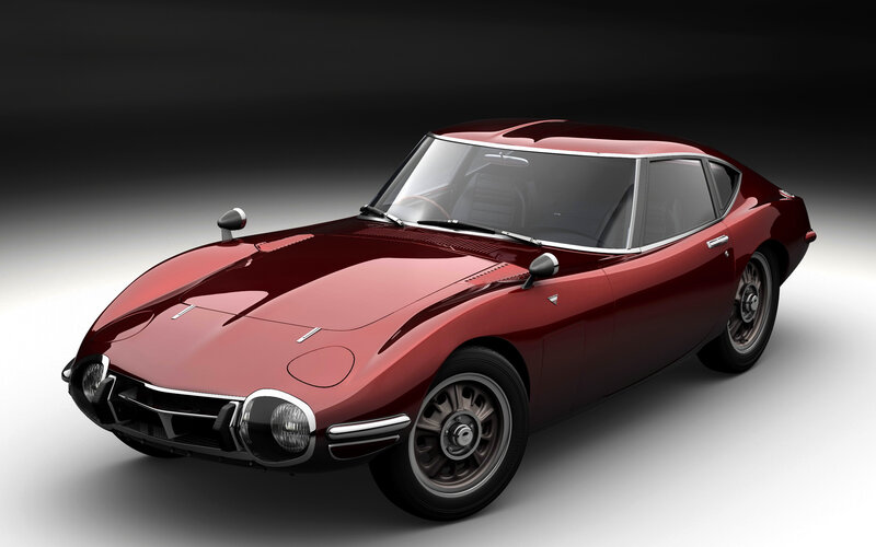 Red Classic Sports Car — Dramatic, 3d Render, Headlights